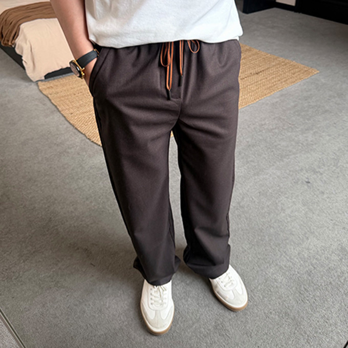 zegna 26ss linen cupro drawstring straight leg trousers